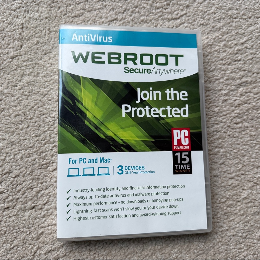 Internet Security Webroot Secure Anywhere Advanced Antivirus Security PC & Mac